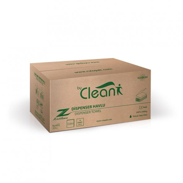 Rulopak By Clean Z Katlama Havlu Kağıt 2 Katlı 150 Yaprak 12Li Paket ürün görseli 1
