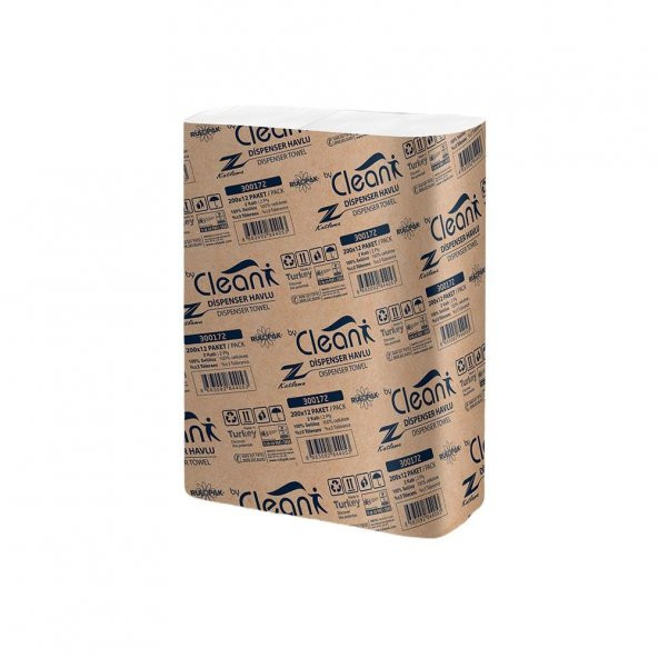 Rulopak By Clean Z Katlama Havlu Kağıt 2 Katlı 200 Yaprak 12Li Paket ürün görseli 1