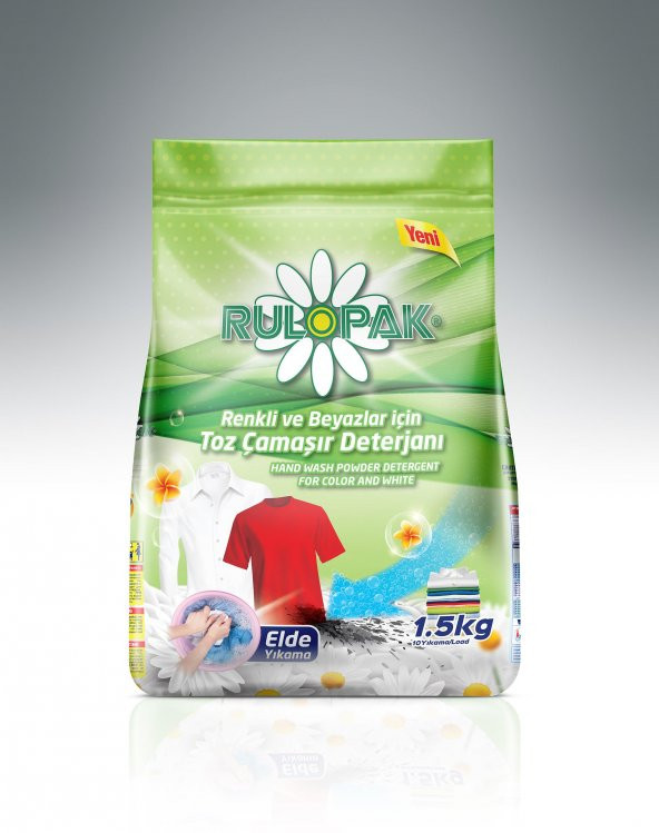 Rulopak Elde Yıkama Renkli Ve Beyazlar İçin Toz Çamaşır Deterjanı 1,5 KG ürün görseli 1
