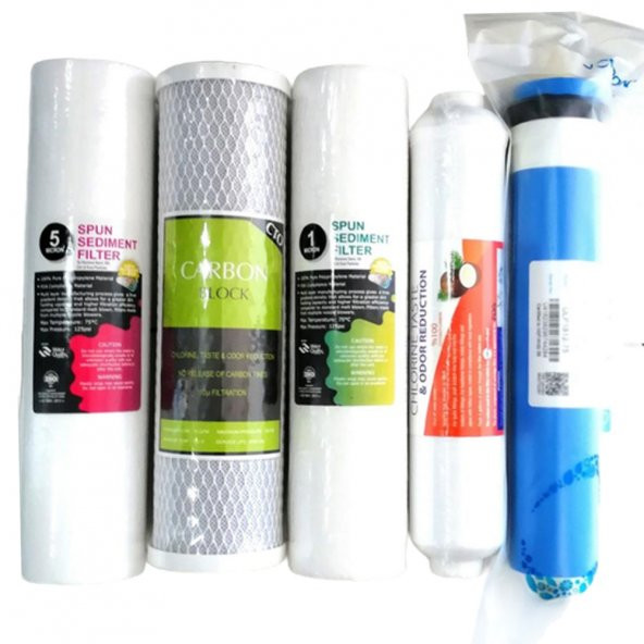Lotto Filters Aqualine Su Arıtma Filtre Seti 5'li Çift Spun 75 Gpd Vontron Membran ürün görseli 1