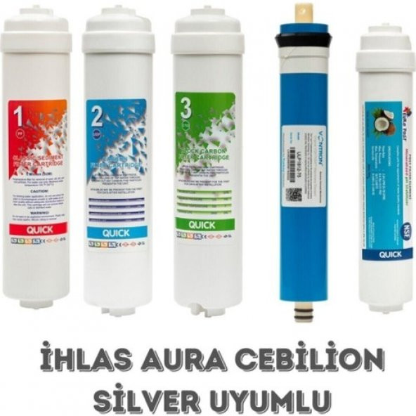 Aura Cebilon Silver Su Arıtma Cihazı Uyumlu 5li Filtre Set ürün görseli 1