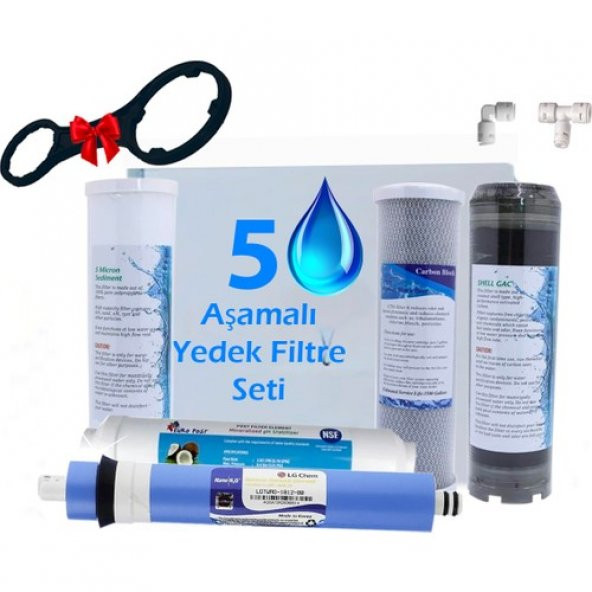 Aura Cebilon Açık Kasa Su ArıtmaUyumlu 5'li Lüx 10" Filtre Seti 80GPD Lg Membranlı ürün görseli 1