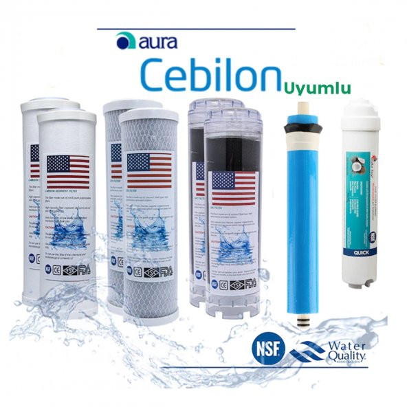 Ihlas Aura Cebilion Uyumlu Su Arıtma 2 Yıllık Filtre Seti Standart Membranlı ürün görseli 1
