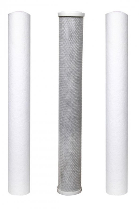 Su Arıtma 20 inch 5 Micron Tortu + B. Aktif Karbon + Tortu Filtre ürün görseli 1