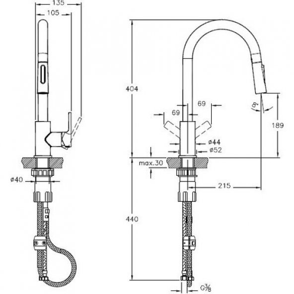 Artema Maestro A42145 Pull-Down Eviye Bataryası, Krom - Resim 4