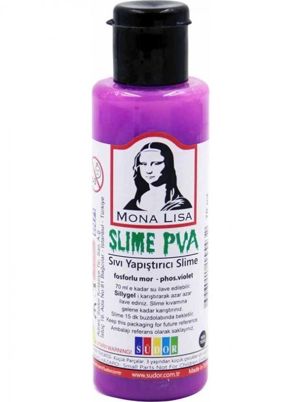 Südor Sıvı Yapıştırıcı Slime Jeli Fosforlu Mor 70 ml ürün görseli 1