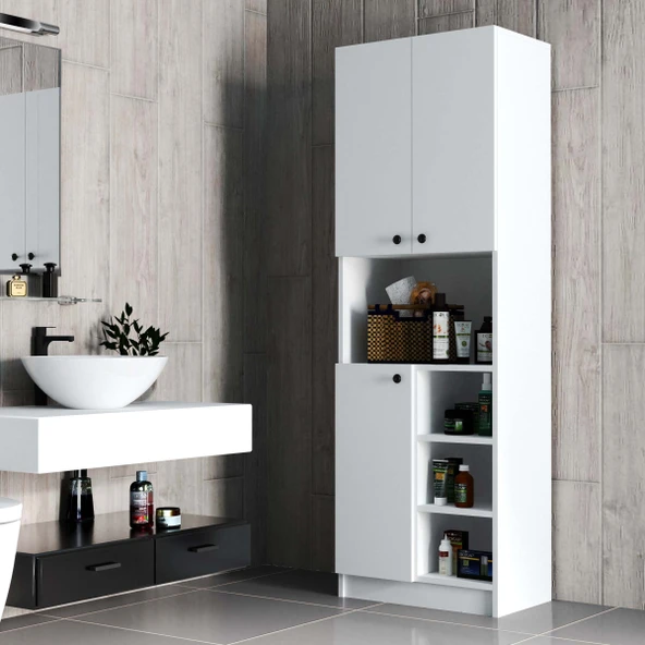 Mezza 3000 ORDER 60x180 BANYO DOLABI ÇOK AMAÇLI DOLAP BEYAZ ürün görseli 1