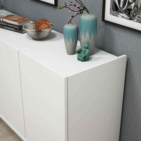 Mezza 1602 Elegante 180 Cm Modern Konsol Beyaz - Resim 6