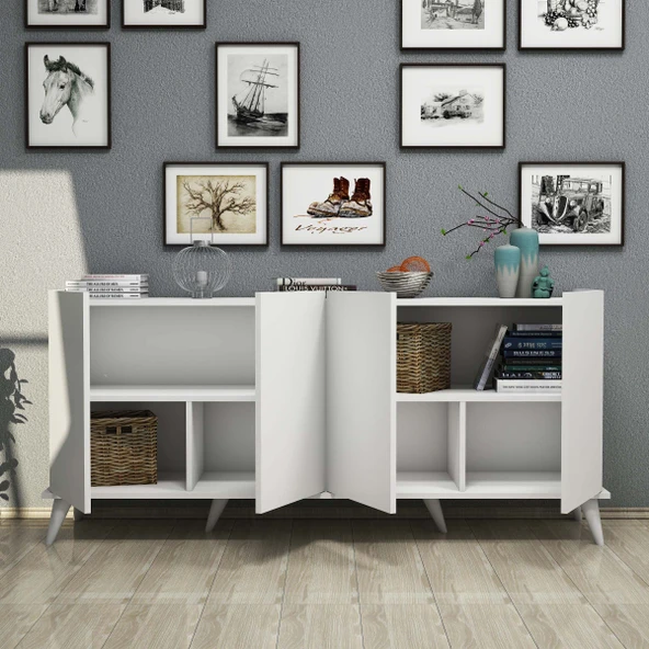 Mezza 1602 Elegante 180 Cm Modern Konsol Beyaz - Resim 3