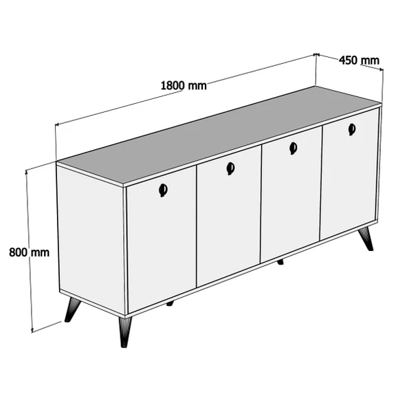 Mezza 1614 Elite 180 Cm Modern Konsol Beyaz - Resim 2