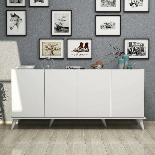 Mezza 1602 Elegante 180 Cm Modern Konsol Beyaz - Resim 4
