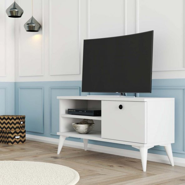 Mezza 1554 Retro Tv Ünitesi 90 cm Beyaz ürün görseli 1