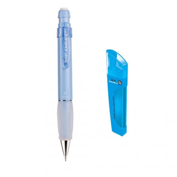 Serve Deep 0.7 mm Mekanik Kurşun Kalem Gök Mavisi - 0.7 mm Uç & Mavi Fosforlu Kalem ürün görseli 1