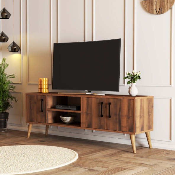 Mezza 1582 Exxen 150 CM (AHŞAP AYAKLI) Tv Ünitesi Hat Rengi ürün görseli 1