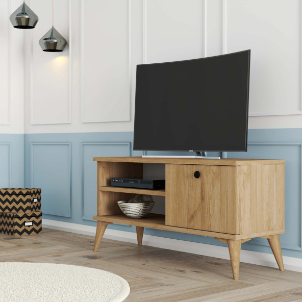 Mezza 1552 Retro Tv Ünitesi 90 Cm Sepet Renk ürün görseli 1