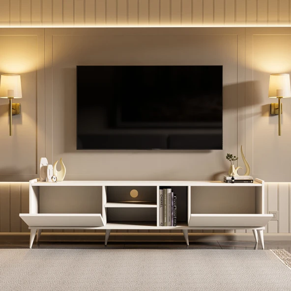 Mezza 1320 Elegante 180 Cm Tv Ünitesi Beyaz - Resim 6
