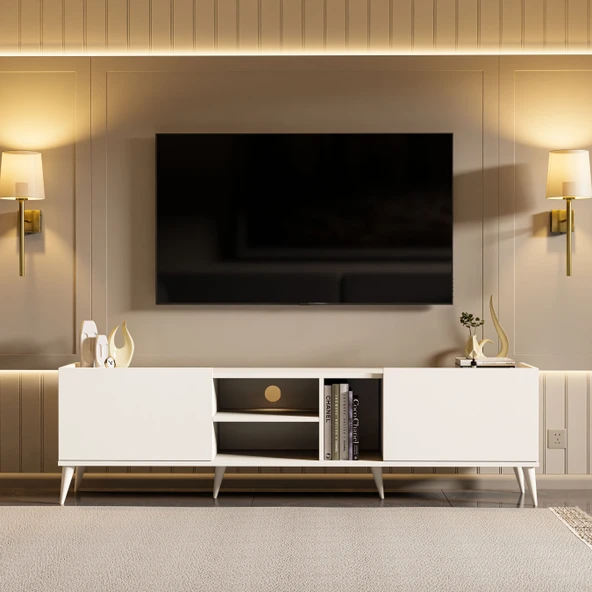 Mezza 1320 Elegante 180 Cm Tv Ünitesi Beyaz - Resim 3