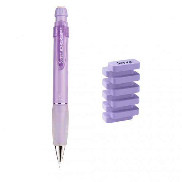 Serve Deep 0.7 mm Mekanik Kurşun Kalem Lavanta - Steps Lavanta Silgi ürün görseli 1