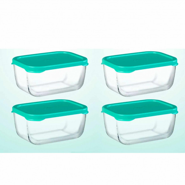 Paşabahçe Snowbox 4 lü Saklama Kabı Seti Takımı - 420 cc Yeşil Kapaklı 53733 ürün görseli 1