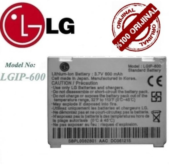 Day Orijinal LG LGIP-600 600 mAh Battery Pil (Orijinal Kalite Uzun Ömürlü Yüksek Kapasite) ürün görseli 1