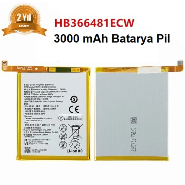 Day Huawei Honor 8 Lite HB366481ECW 3000 mAh Batarya Pil Orijinal Uzun Ömürlü Yüksek Kapasite CEPTELB008718 ürün görseli 1