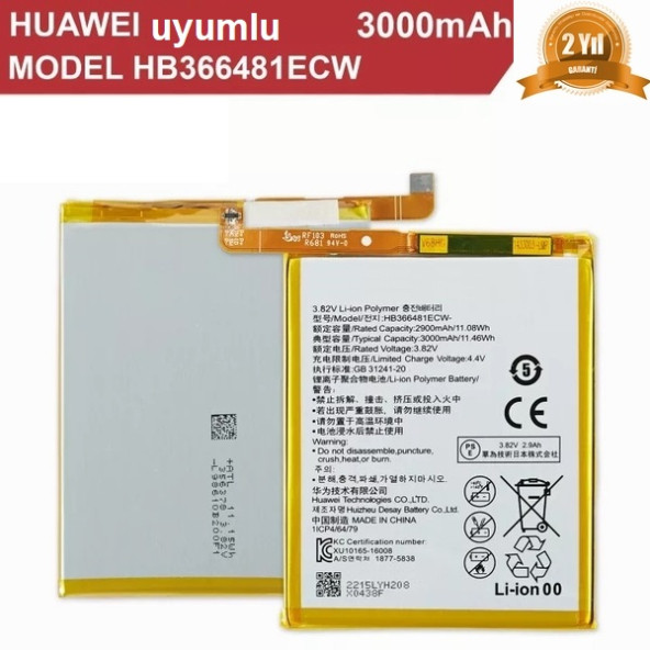 Day Huawei Honor P20 Lite HB366481ECW 3000 mAh Batarya Pil Orijinal Uzun Ömürlü Yüksek Kapasite CEPTELB008930 ürün görseli 1