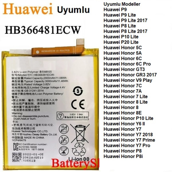 Day Huawei Honor 7 Lite HB366481ECW 3000 mAh Batarya Pil Orijinal Uzun Ömürlü Yüksek Kapasite CEPTELB009666 ürün görseli 1