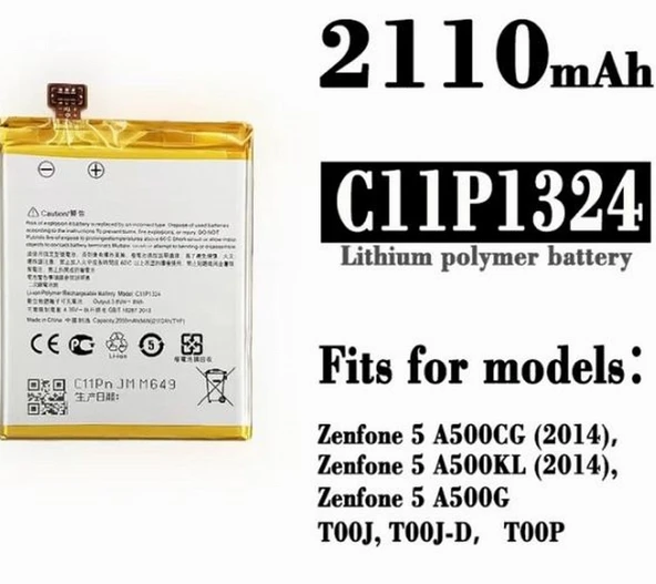 Asus Zenfone 5 Battery Batarya Pil C11P1324 Capacity 2050mAh A500CG A500KL A501 A501CG CEPTELB010375 ürün görseli 1