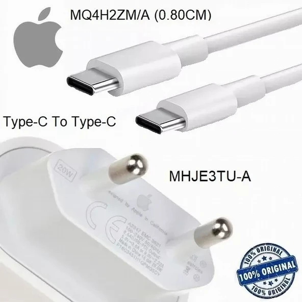 iPhone 16 Pro 20W Hızlı Şarj Aleti Seti TYPE-C To Type-C MHJE3TU-A + MQ4H2ZM/A (Kablo Dahil) CEPTELB010430 ürün görseli 1