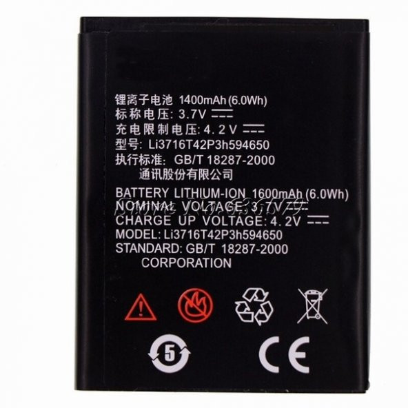 Day ZTE V930 Li3716T42P3h594650 (1400 mAh Batarya Pil Orijinal Uzun Ömürlü Yüksek Kapasite) CEPTELB010587 ürün görseli 1