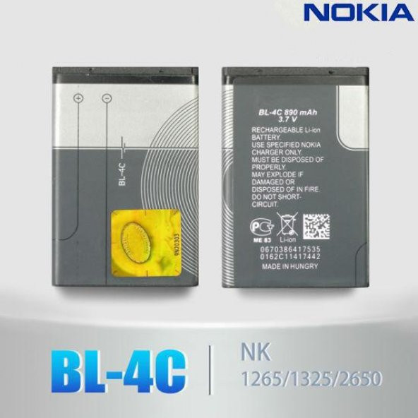 Day Nokia 2650 (BL4c 890 mAh Batarya Pil Orijinal Uzun Ömürlü Yüksek Kapasite) CEPTELB012978 ürün görseli 1