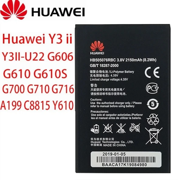 Huawei Pil Hb505076rbc G606 G610 G610s G700 G710 G716 A199 C8815 Y600d-u00 Y610 Y3 CEPTELB017742 ürün görseli 1