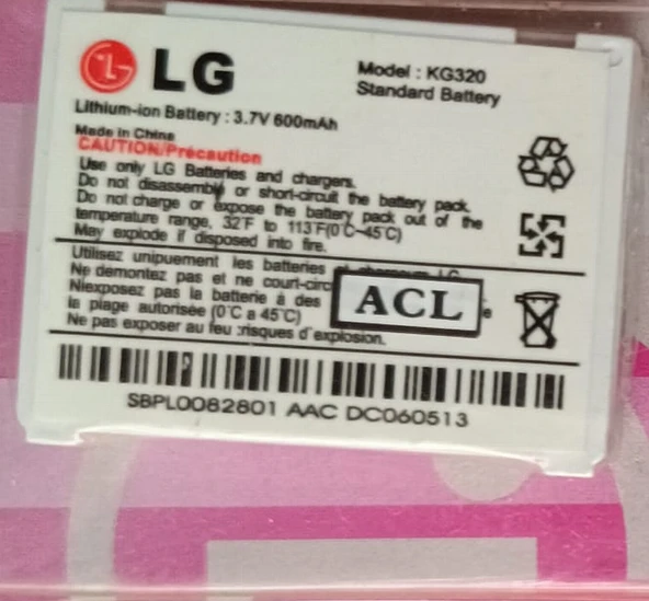 LG KG320 Batarya Pil LG KG320 LGIP-600  battery CEPTELB018808 ürün görseli 1