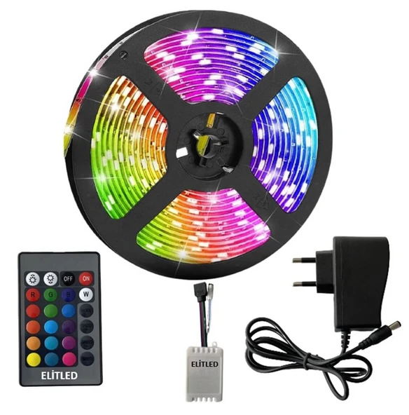 Rgb Kumandalı Trafolu Şerit Led 5m Silikonlu Ip65 Su Geçirmez Dım'li Yapışkanlı CEPTELB019252 ürün görseli 1
