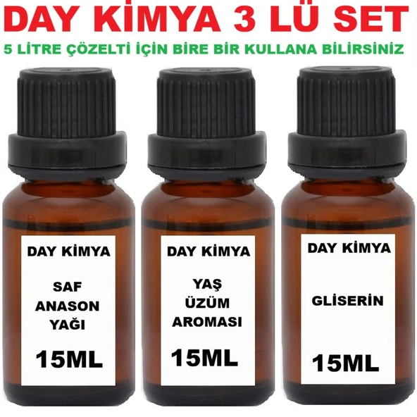 Anason Yağı 15 ML + Yaş Üzüm 15 ML + Gliserin 15 ML(5 LİTREYE UYUMLU) 003 ürün görseli 1