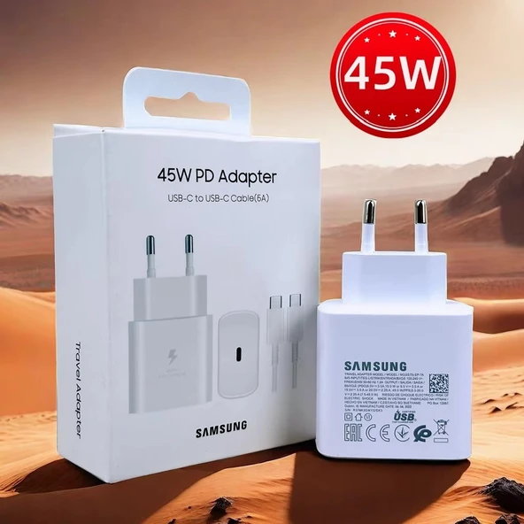 Orjinal Samsung Galaxy Ep-Ta845Xwegww 45W Type-C Çıkış Hızlı Şarj Cihazı Beyaz (GARANTİLİ) CEPTELB019672 ürün görseli 1