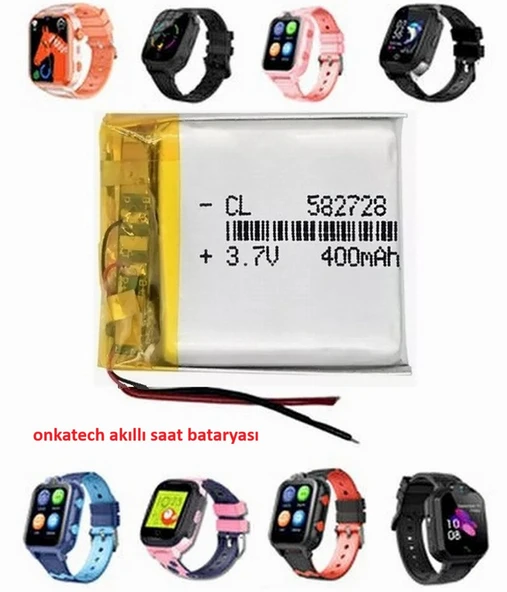 onkatech Akıllı Çocuk Saat Bataryası - Pil 3.7v 400mah Ölçüler : 58x27x28 CEPTELB019714 ürün görseli 1