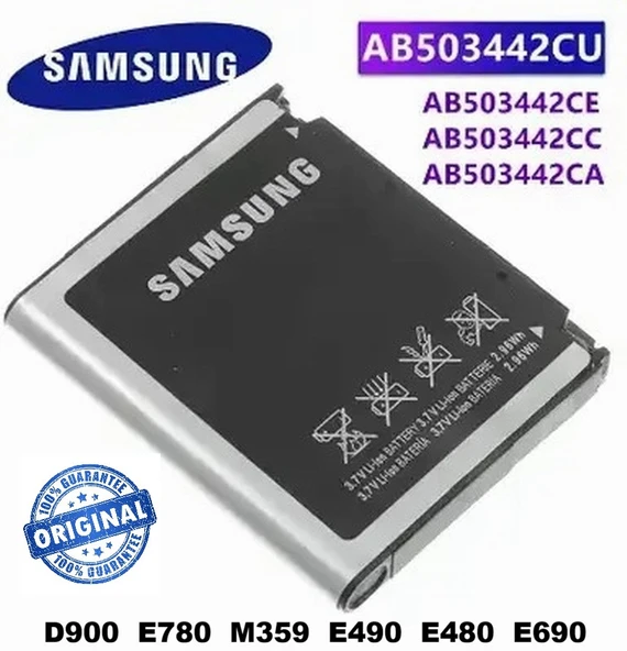 Samsung D900 Pil Batarya Ab503442ce E780 M359 E490 E480 E690 D900i R510 AB503443CE AB503442CA CEPTELB019710 ürün görseli 1
