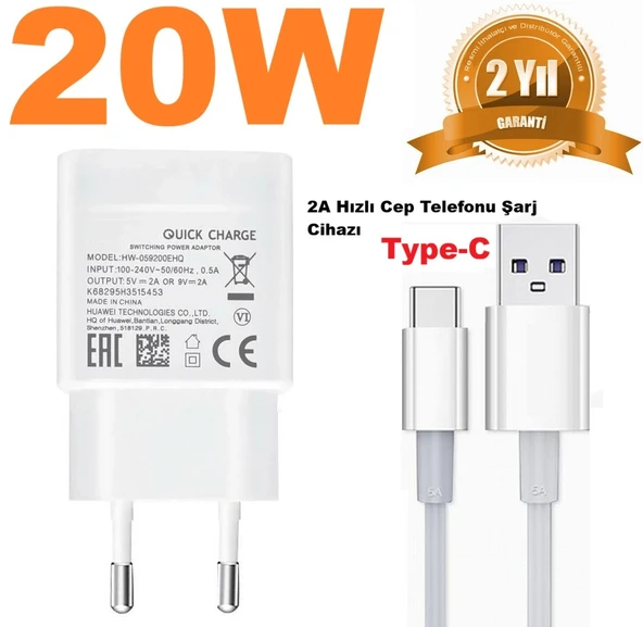 20W 2A Type-C Tüm Cep Telefonlarını Hızlı Şarj Eder (2 YIL İTHALATÇI GARANTİLİ) CEPTELB020712 ürün görseli 1