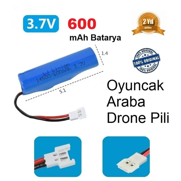 Beyaz Soket Drone Pili Oyuncak Araba Pili 14500 600 mAh Li-on 3.7V CEPTELB020840 ürün görseli 1
