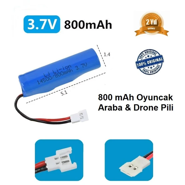 Beyaz Soket Drone Pili Oyuncak Araba Pili 14500 800 mAh Li-on 3.7V CEPTELB020920 ürün görseli 1
