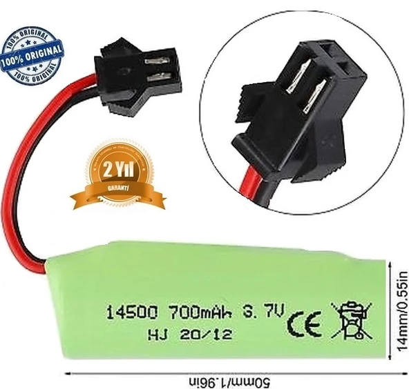 Oyuncak Araba Pili 700 Mah 3.7v 14500 Li-ıon Siyah Soket Drone Pili CEPTELB020958 ürün görseli 1