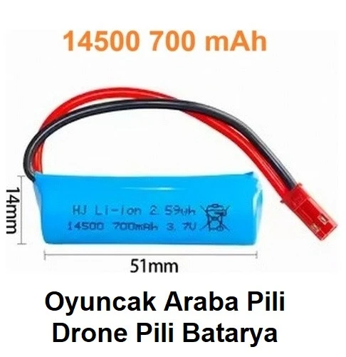 Kırmızı Soket Uzaktan Kumandalı Oyuncak Araba Pili 700 Mah 3.7v 14500 Li-ıon CEPTELB023380 ürün görseli 1
