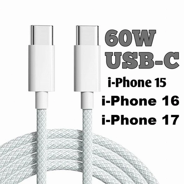 USB-C to USB-C 1 Metre Kablo 60W Güç PPS 2.0 Desteği Super Hızlı Şarj 480 Mbps Data Aktarım Hızı Type-C iphone 15 16 17 CEPTELB023511 ürün görseli 1