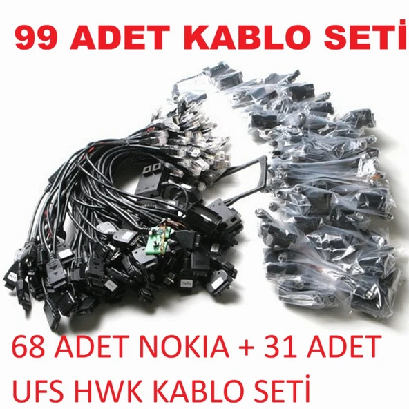 99 ADET CEP TELEFONU PROGRAM KABLO SETİ 68 ADET NOKIA + 31 ADET UFS HWK KABLO SETİ CEPTELB024612 ürün görseli 1