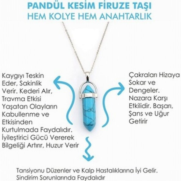 Day TURKUAZ (Firuze) TAŞI Erkek Kadın Uniex KOLYE ÇİVİ ŞEKLİNDE DOĞALTAŞ KOLYE (Hediye Kutulu) KOLYECI000155 ürün görseli 1