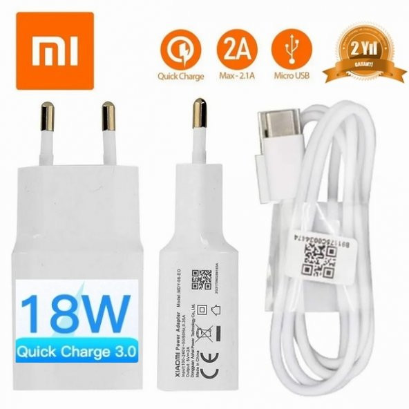 Orjinal Xiaomi Mi 11 Lite Type-C Data Kablo ve 18W 2A MDY08EO Hızlı Şarj cihazı MDY08EO000432 ürün görseli 1
