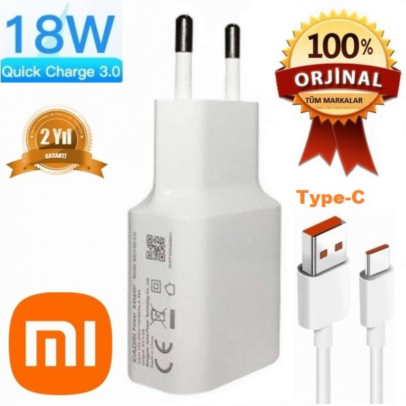 Orjinal Xiaomi Redmi Note 9 Pro Type-C Data Kablo ve 18W 2A MDY08EO Hızlı Şarj cihazı MDY08EO000596 ürün görseli 1