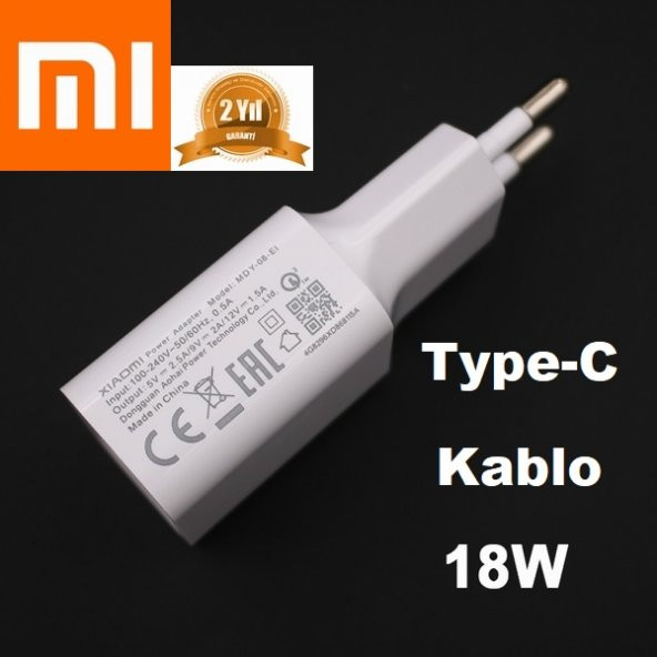 Orjinal Xiaomi Mi 9 Type-C Data Kablo ve 18W 2A MDY08EO Hızlı Şarj cihazı MDY08EO000920 ürün görseli 1