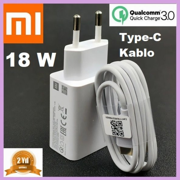 Orjinal Xiaomi Mi 10 Lite Type-C Data Kablo ve 18W 2A MDY08EO Hızlı Şarj cihazı MDY08EO001024 ürün görseli 1